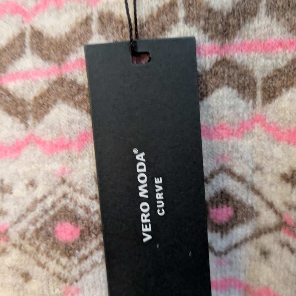 New with tags! Vero Moda Fair Isle Sweater - Bro6 and Pink - Picture 6 of 13